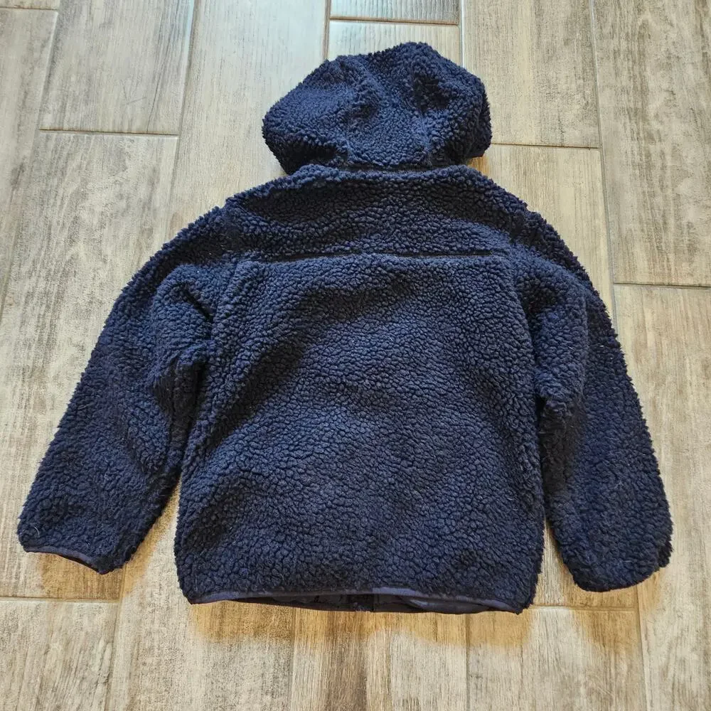 Eddie Bauer Kids Quest Plush Hooded Fleece‎ Jacket Boys XS 5/6 Navy Full Zip